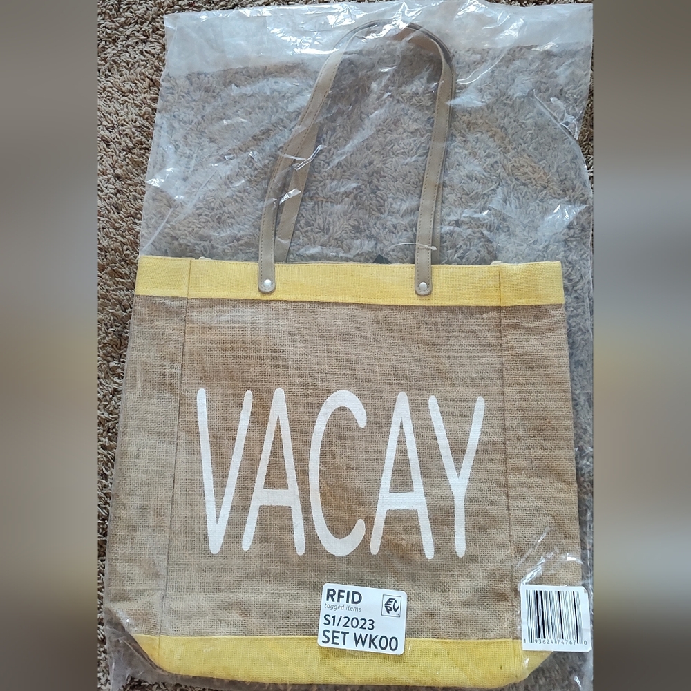 No Boundaries burlap large tote